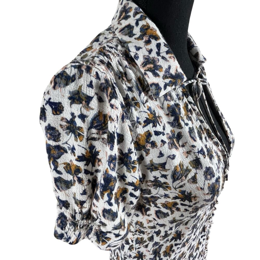 Free People Floral Mini Dress Sz 2 Button Front Flowy Boho Romantic Melody EUC - Picture 11 of 16